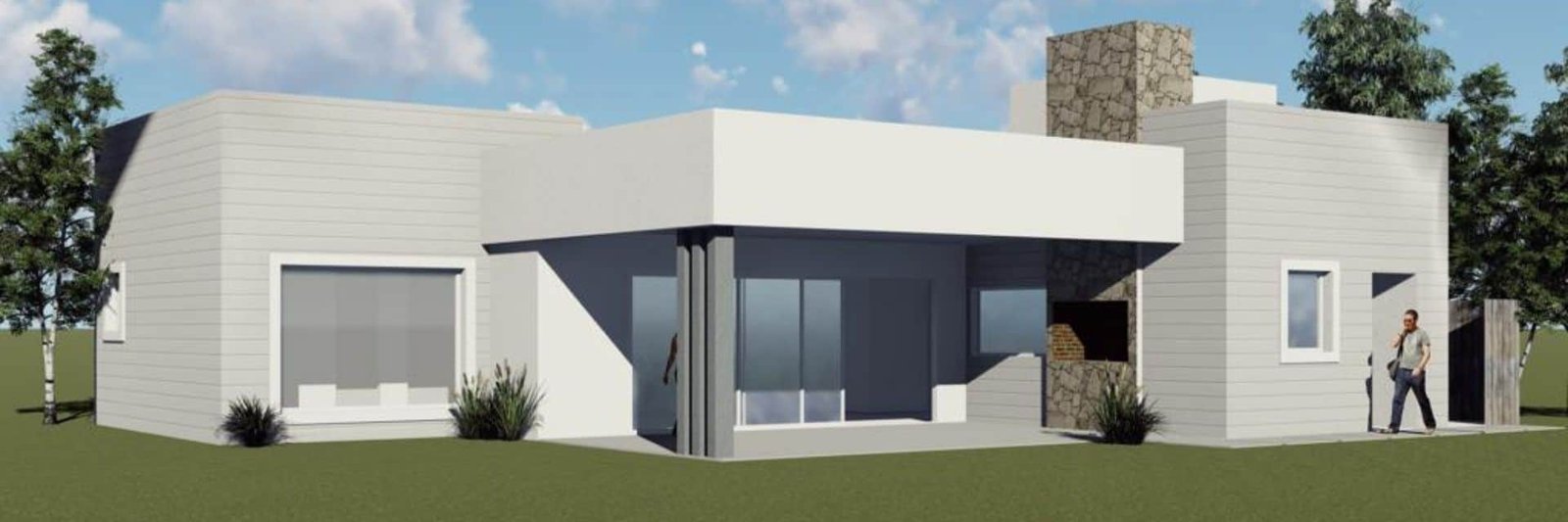 Render exterior de vivienda moderna
